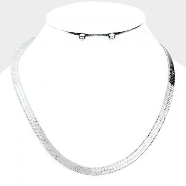 Silver Snake Style Chain Metal Casual Simple Necklace Fashion Jewelry Set Trendy
