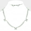 Silver Butterfly Necklace Pendant Chain Statement Rhinestone Fashion Jewelry