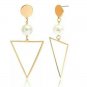 Gold Triangle Pearl Hoop Dangle Earrings Trendy Geometric Style Fashion Jewelry