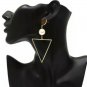 Gold Triangle Pearl Hoop Dangle Earrings Trendy Geometric Style Fashion Jewelry