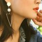 Gold Triangle Pearl Hoop Dangle Earrings Trendy Geometric Style Fashion Jewelry