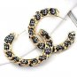 Black and White Chain Link Round Fun Fashion Stylish Trendy Modern Hoop Earrings
