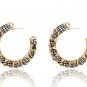 Black and White Chain Link Round Fun Fashion Stylish Trendy Modern Hoop Earrings