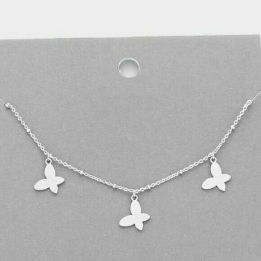 Silver Butterfly Necklace Collar Pendant Chain Statement Charm Fashion Jewelry