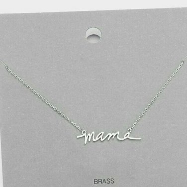 Silver "MAMA" Pendant Style Statement Chain Worded Necklace Fashion Jewelry