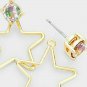 Gold Star Crystal Geometric Design Metal Post Drop Stud Earrings Trendy 1 Inch