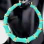Mint and Gold Round Bamboo Textured Trendy Cute DoorKnocker 3 Inch Hoop Earrings