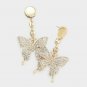 Gold Rhinestone Crystal Butterfly Pendant Fashion Jewelry Bling Dangle Earrings