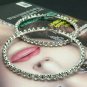 Silver Rhinestone Round Shaped Fun Fashion Stylish Trendy Bling Hoop Earrings