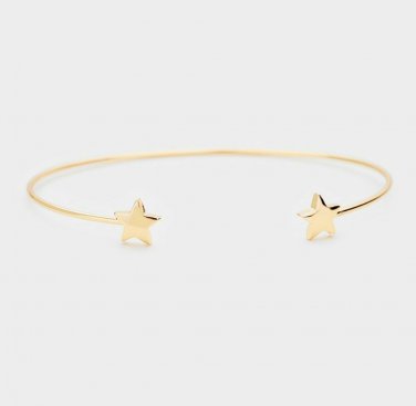 Gold Double Star Style Cuff Fashion Bracelet Bangle Casual Metal Jewelry Cute