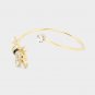 Rhinestone Crystal Gold Honeybee Cream Pearl Charm Cuff Bangle Bracelet Cute