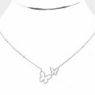 Silver Butterfly Necklace Double Pendant Chain Statement Charm Fashion Jewelry