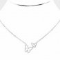 Silver Butterfly Necklace Double Pendant Chain Statement Charm Fashion Jewelry