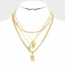 Gold Multi Layered Necklace Pendant Style Statement Chain Set Fashion Jewelry