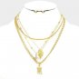 Gold Multi Layered Necklace Pendant Style Statement Chain Set Fashion Jewelry