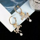 Gold Unicorn Rhinestone Crystal Fun Fashion Stylish Trend Modern Dangle Earrings