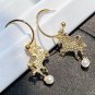 Gold Unicorn Rhinestone Crystal Fun Fashion Stylish Trend Modern Dangle Earrings