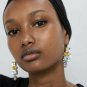 Gold Colorful Crystal Stones Fun Fashion Stylish Trendy Modern Dangle Earrings