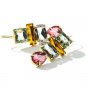 Gold Colorful Crystal Stones Fun Fashion Stylish Trendy Modern Dangle Earrings