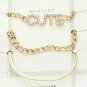 Gold Rhinestone CUTE Three Piece Worded Chain Link Bracelet Set