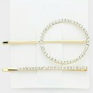 Clear Rhinestone Gold Bobby Pin 2 Piece Hair Stylish Fashion Clips Accessory