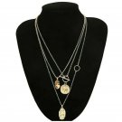 Gold Face Head MultiLayered Coin Necklace Pendant Chain Jewelry Trendy Style