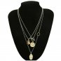Gold Face Head MultiLayered Coin Necklace Pendant Chain Jewelry Trendy Style