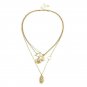 Gold Face Head MultiLayered Coin Necklace Pendant Chain Jewelry Trendy Style