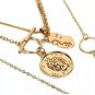 Gold Face Head MultiLayered Coin Necklace Pendant Chain Jewelry Trendy Style
