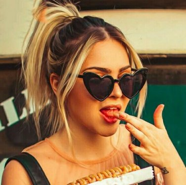 Black Trimmed Cute Sexy Heart Cat Eye Fashion Accessory Sunglasses Retro Trend