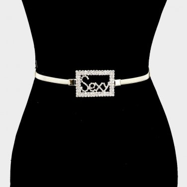 SEXY Gold Clear Rhinestone Bling Accent Cute Fashion Jewelry Trend Chain Belt