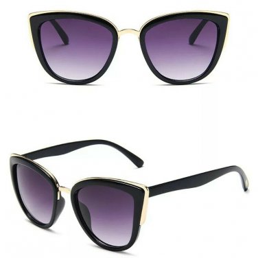Gold Trimmed Purple Black Cute Sexy Cat Eye Fashion Accessory Sunglasses Trend