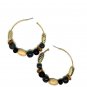 Black & Brown Gold Stone 2.60 Inches Fashion Jewelry Beaded Round Hoop Earrings