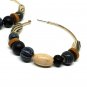 Black & Brown Gold Stone 2.60 Inches Fashion Jewelry Beaded Round Hoop Earrings