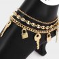 Gold Lock and Key Charms Pendant Anklet Chain Style Bling Cute Anklet Layered
