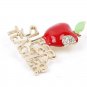 Red Gold Apple SUPER TEACHER Brooch Style Statement Pendant Pin Fashion Jewelry