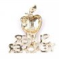 Red Gold Apple SUPER TEACHER Brooch Style Statement Pendant Pin Fashion Jewelry