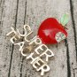 Red Gold Apple SUPER TEACHER Brooch Style Statement Pendant Pin Fashion Jewelry
