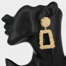 Gold Stylish Trapezoid Geometric Trendy Bling Textured Fashion Dangle Earrings