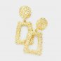Gold Stylish Trapezoid Geometric Trendy Bling Textured Fashion Dangle Earrings