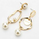 Pearl Gold Irregular Shaped Earrings Drop Chic Geometric Jewelry Dangle Style