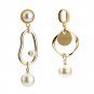Pearl Gold Irregular Shaped Earrings Drop Chic Geometric Jewelry Dangle Style