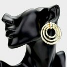 Chic Gold Triple Hoop Geometric Round Shaped Bold Patterned Open Circle Earrings