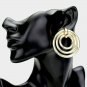Chic Gold Triple Hoop Geometric Round Shaped Bold Patterned Open Circle Earrings