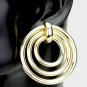 Chic Gold Triple Hoop Geometric Round Shaped Bold Patterned Open Circle Earrings