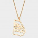 Gold Georgia State Map Shaped Necklace Pendant Style Statement Chain Jewelry