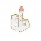 Pink White Middle Finger F You Gold Brooch Style Statement Pin Fashion Jewelry