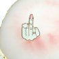 Pink White Middle Finger F You Gold Brooch Style Statement Pin Fashion Jewelry