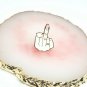Pink White Middle Finger F You Gold Brooch Style Statement Pin Fashion Jewelry