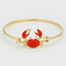 Red Gold Crab Shaped Charm Hook Style Fashion Bracelet Metal Pendant Jewelry